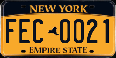 NY license plate FEC0021