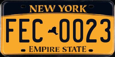 NY license plate FEC0023