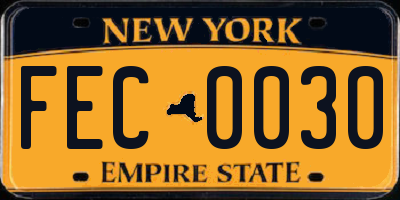 NY license plate FEC0030