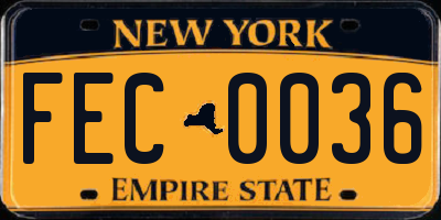 NY license plate FEC0036