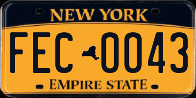 NY license plate FEC0043