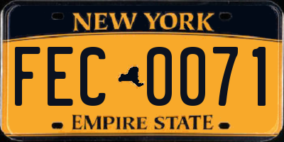 NY license plate FEC0071
