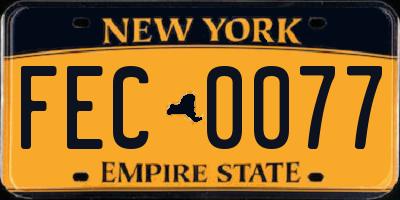 NY license plate FEC0077