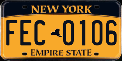 NY license plate FEC0106