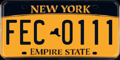 NY license plate FEC0111