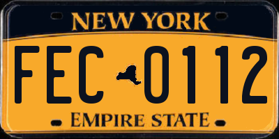 NY license plate FEC0112