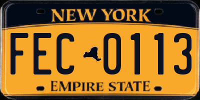 NY license plate FEC0113
