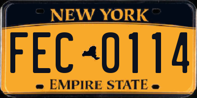 NY license plate FEC0114