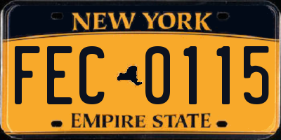 NY license plate FEC0115