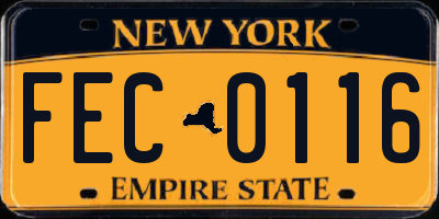 NY license plate FEC0116