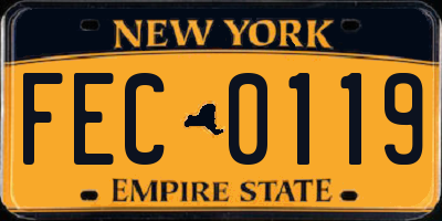 NY license plate FEC0119