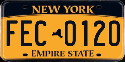 NY license plate FEC0120