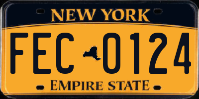 NY license plate FEC0124