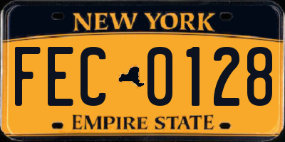 NY license plate FEC0128
