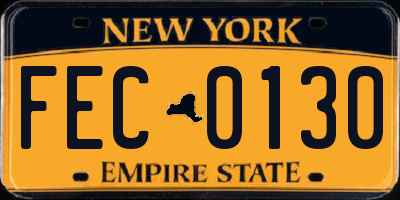 NY license plate FEC0130