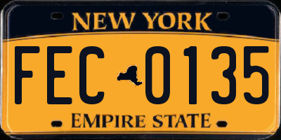 NY license plate FEC0135