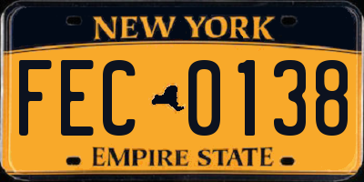 NY license plate FEC0138