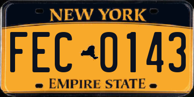 NY license plate FEC0143