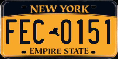 NY license plate FEC0151