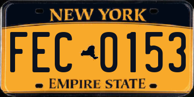 NY license plate FEC0153