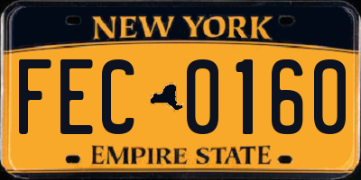 NY license plate FEC0160