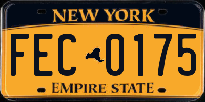 NY license plate FEC0175