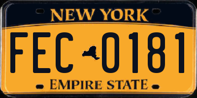 NY license plate FEC0181