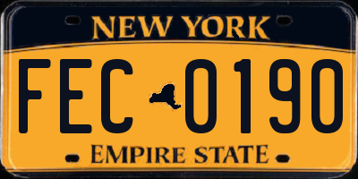 NY license plate FEC0190