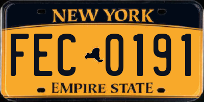 NY license plate FEC0191