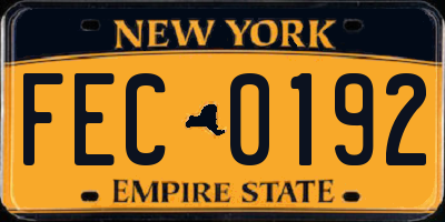 NY license plate FEC0192