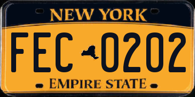 NY license plate FEC0202