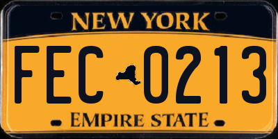 NY license plate FEC0213