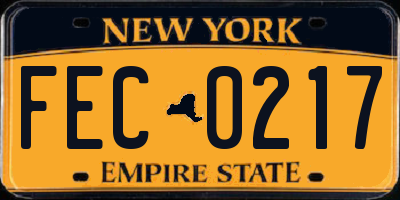 NY license plate FEC0217