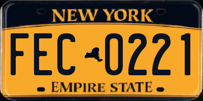 NY license plate FEC0221