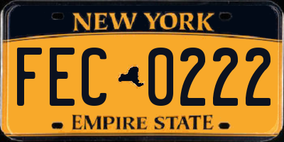 NY license plate FEC0222