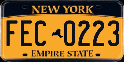 NY license plate FEC0223