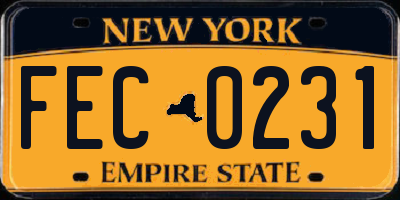 NY license plate FEC0231