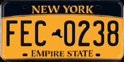 NY license plate FEC0238