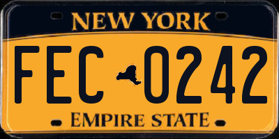 NY license plate FEC0242