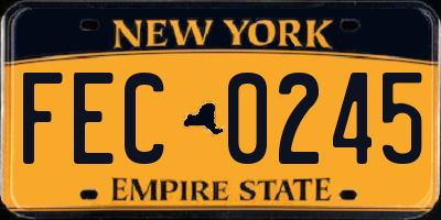 NY license plate FEC0245