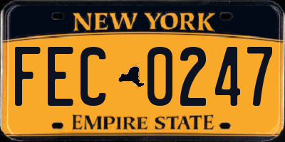 NY license plate FEC0247