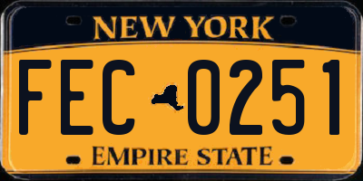 NY license plate FEC0251