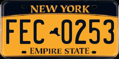 NY license plate FEC0253