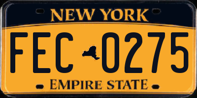 NY license plate FEC0275