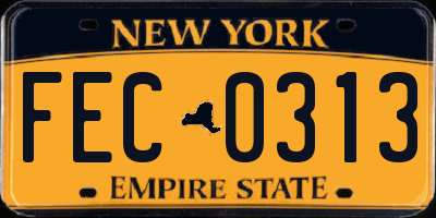 NY license plate FEC0313