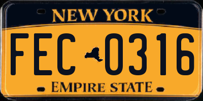 NY license plate FEC0316