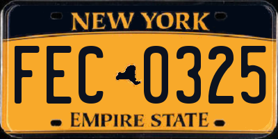 NY license plate FEC0325
