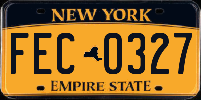 NY license plate FEC0327