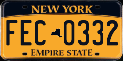 NY license plate FEC0332