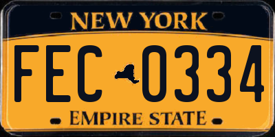 NY license plate FEC0334